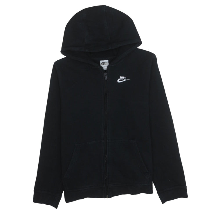 Nike Boys Black XL Full Zip Hoodie with Logo - Classic Fleece Sweatshirt