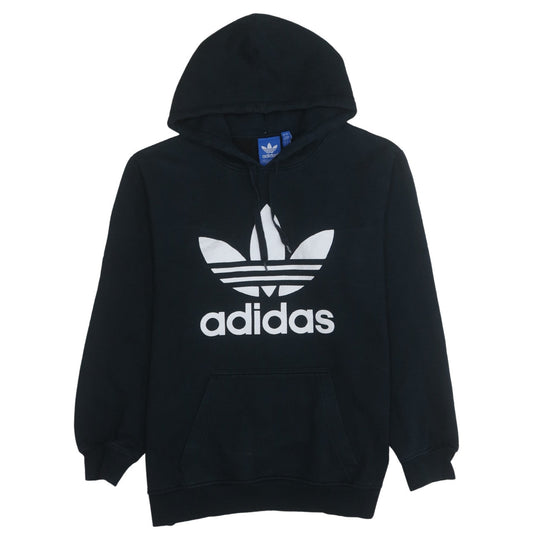 Adidas Mens Black Pullover Hoodie Large Logo Fleece Sweatshirt
