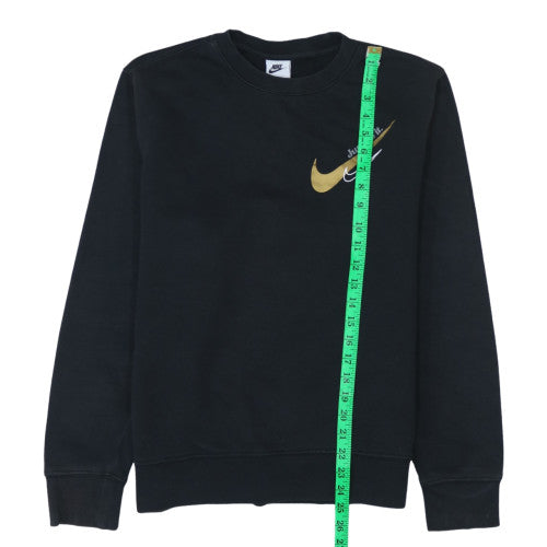 Nike Men's Black Crew Neck Pullover Sweatshirt Small Logo Sportswear