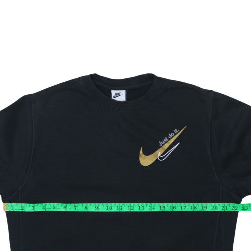 Nike Men's Black Crew Neck Pullover Sweatshirt Small Logo Sportswear