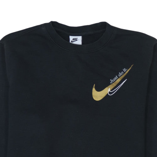 Nike Men's Black Crew Neck Pullover Sweatshirt Small Logo Sportswear