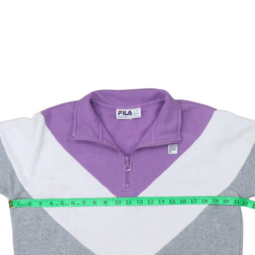 Fila Womens Grey Purple 1/4 Zip Colourblock Sweatshirt Size M