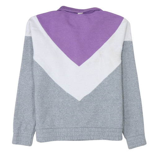 Fila Womens Grey Purple 1/4 Zip Colourblock Sweatshirt Size M