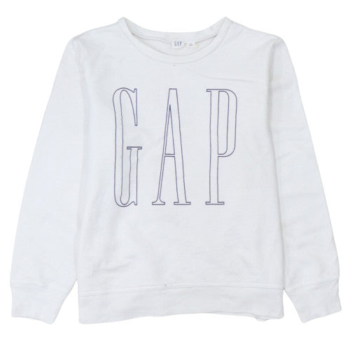 GAP Women White Small Pullover Sweatshirt Crew Neck Logo