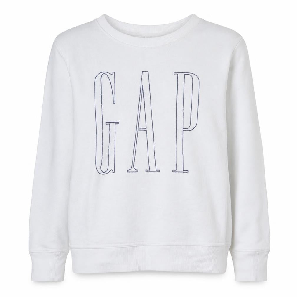 Front view of Gap Women White Small Pullover Sweatshirt Crew Neck Logo