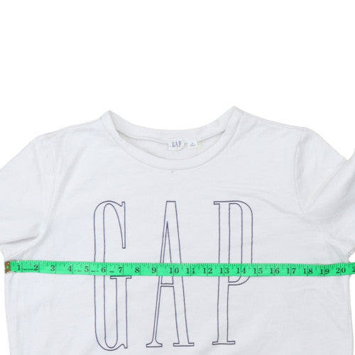 GAP Women White Small Pullover Sweatshirt Crew Neck Logo