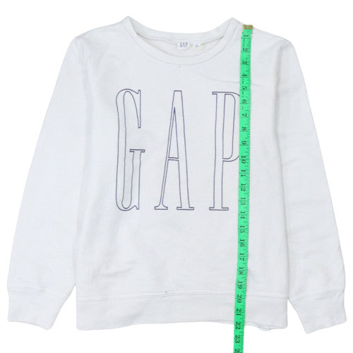 GAP Women White Small Pullover Sweatshirt Crew Neck Logo