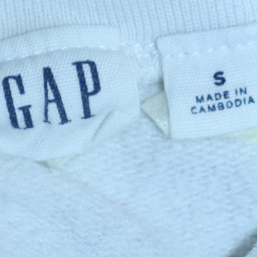 GAP Women White Small Pullover Sweatshirt Crew Neck Logo