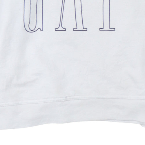 GAP Women White Small Pullover Sweatshirt Crew Neck Logo