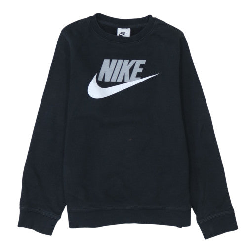 Nike Boys Black Pullover Sweatshirt M 137-147cm Crew Neck Logo Fleece