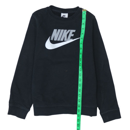 Nike Boys Black Pullover Sweatshirt M 137-147cm Crew Neck Logo Fleece