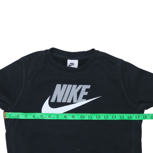 Nike Boys Black Pullover Sweatshirt M 137-147cm Crew Neck Logo Fleece