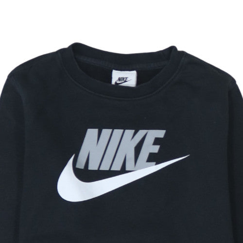 Nike Boys Black Pullover Sweatshirt M 137-147cm Crew Neck Logo Fleece