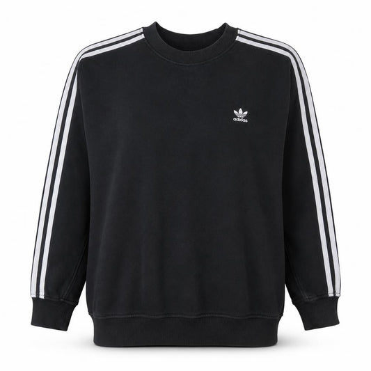 Front view of Adidas Women Black, size 16, Crew Neck Pullover Sweatshirt