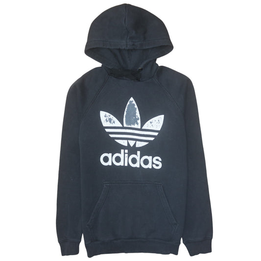 Adidas Mens Black Pullover Hoodie M Sports Logo Graphic Fleece
