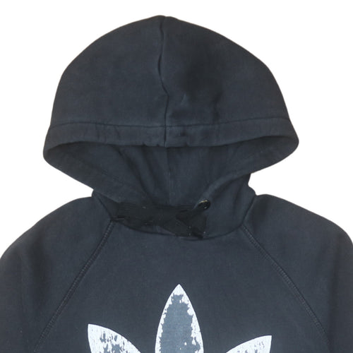 Adidas Mens Black Pullover Hoodie M Sports Logo Graphic Fleece