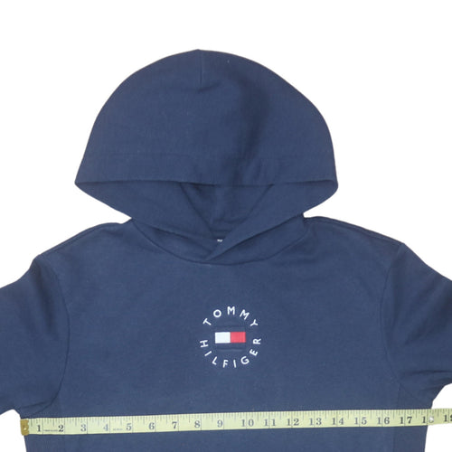 Tommy Hilfiger Girls Navy Blue Hooded Pullover Sweatshirt Dress Size 152 (Age 12)