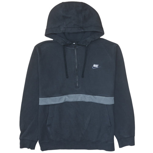 Nike Men's Black 1/2 Zip Hoodie Fleece Lined Pullover Size L
