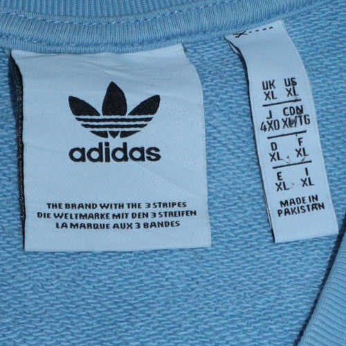 Adidas Men's Blue XL Pullover Sweatshirt Graphic Logo Crew Neck