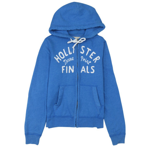 Hollister Men Blue Full Zip Hoodie S Logo Fleece Sweatshirt