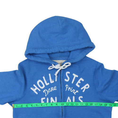 Hollister Men Blue Full Zip Hoodie S Logo Fleece Sweatshirt