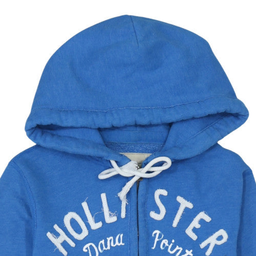 Hollister Men Blue Full Zip Hoodie S Logo Fleece Sweatshirt