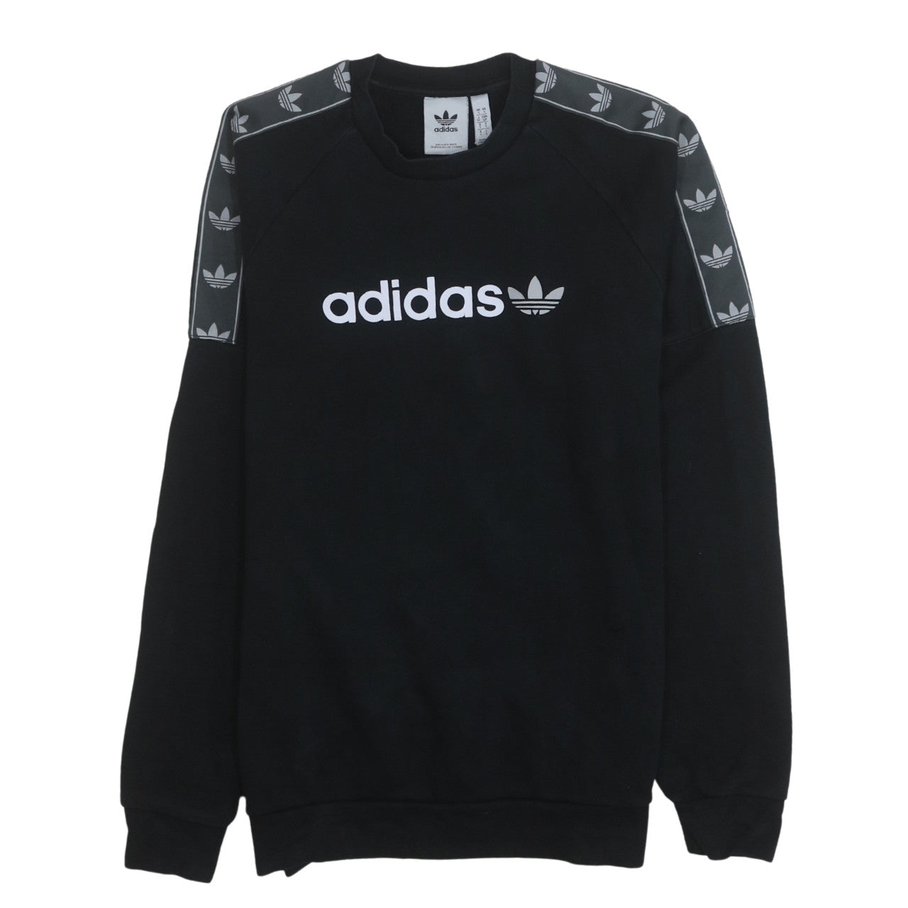 Adidas Mens Black Crew Neck Logo Pullover Sweatshirt Size S