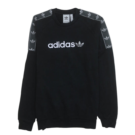 Adidas Mens Black Crew Neck Logo Pullover Sweatshirt Size S