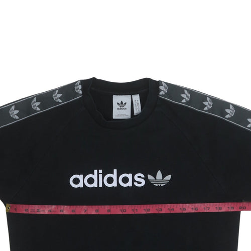 Adidas Mens Black Crew Neck Logo Pullover Sweatshirt Size S