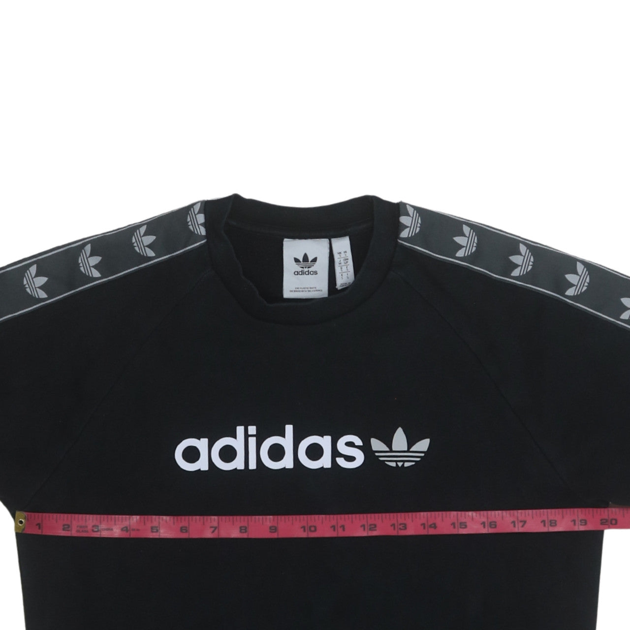 Adidas Mens Black Crew Neck Logo Pullover Sweatshirt Size S