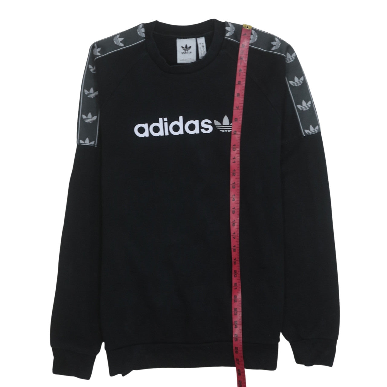 Adidas Mens Black Crew Neck Logo Pullover Sweatshirt Size S