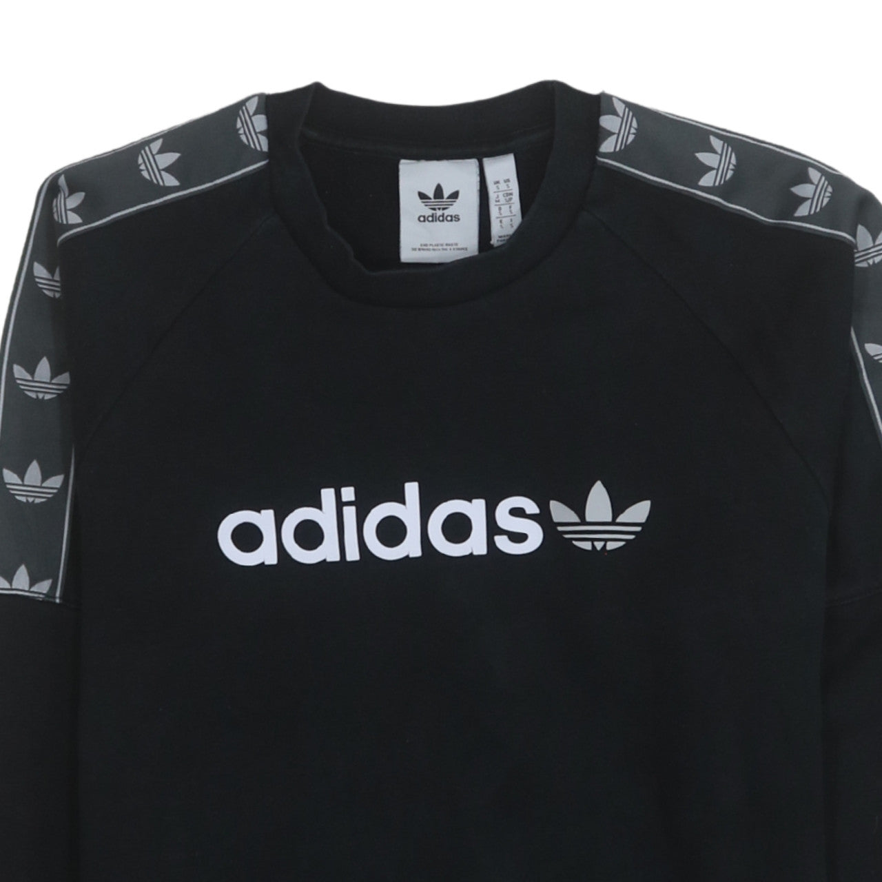 Adidas Mens Black Crew Neck Logo Pullover Sweatshirt Size S
