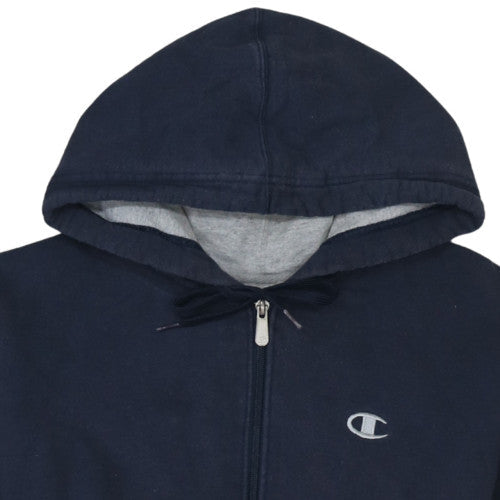 Champion Eco Men's Navy Full Zip Hoodie Small Fleece Cotton Blend