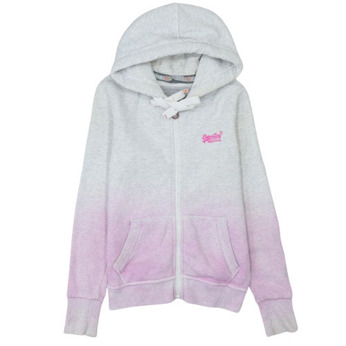Superdry Womens Grey Pink Full Zip Hoodie Size M Ombre Gradient