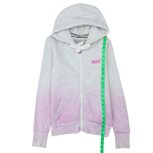 Superdry Womens Grey Pink Full Zip Hoodie Size M Ombre Gradient
