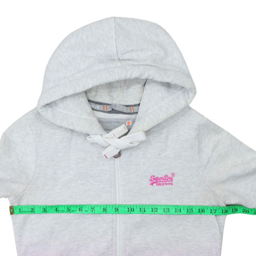 Superdry Womens Grey Pink Full Zip Hoodie Size M Ombre Gradient