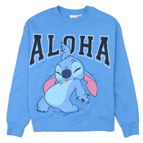 Disney Primark Women Blue Stitch Aloha Pullover Sweatshirt 2XS