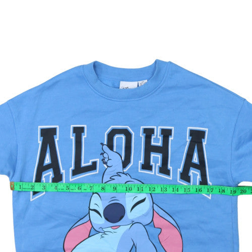 Disney Primark Women Blue Stitch Aloha Pullover Sweatshirt 2XS