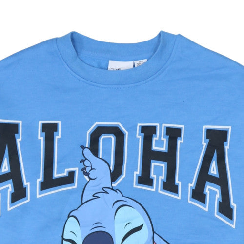 Disney Primark Women Blue Stitch Aloha Pullover Sweatshirt 2XS