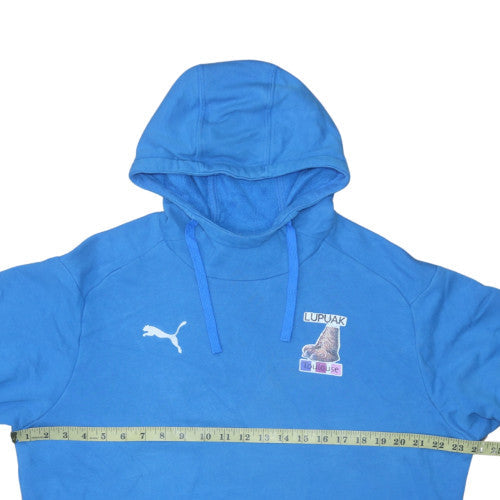 Puma Men's Blue Pullover Hoodie Size L Embroidered Logo Sportswear