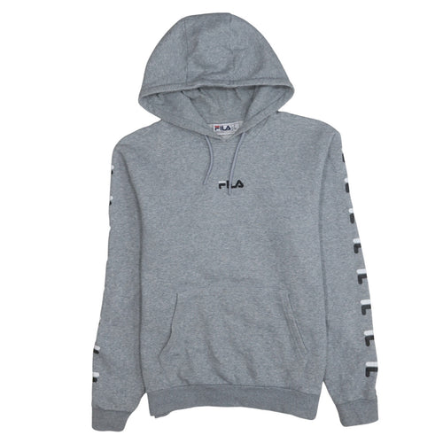Fila Men's Grey Pullover Hoodie Size M Logo Graphic Sportswear