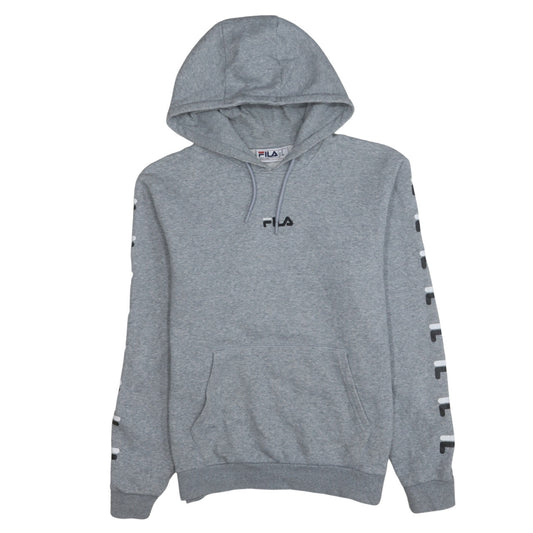 Fila Men's Grey Pullover Hoodie Size M Logo Graphic Sportswear