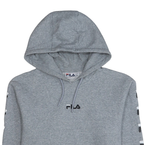 Fila Men's Grey Pullover Hoodie Size M Logo Graphic Sportswear