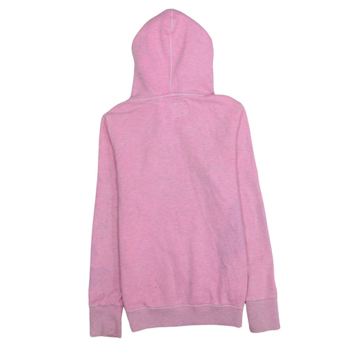 Superdry Women Pink Pullover Hoodie Small Logo Graphic Cotton Blend