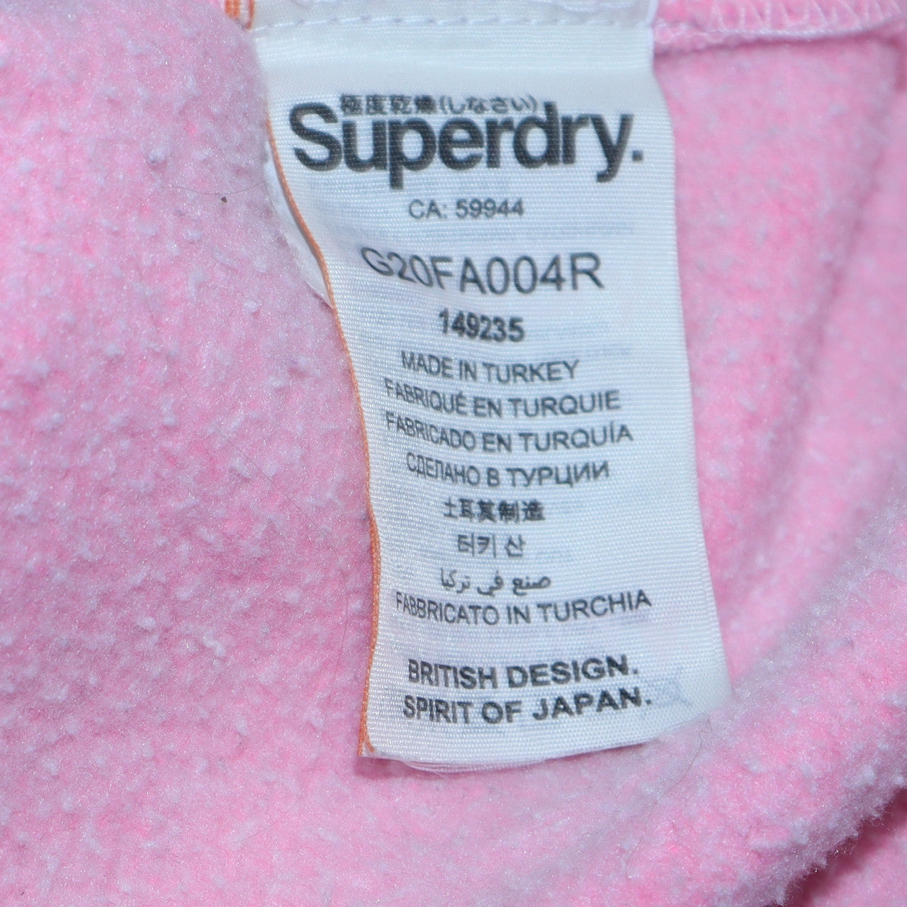 Superdry Women Pink Pullover Hoodie Small Logo Graphic Cotton Blend