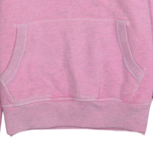 Superdry Women Pink Pullover Hoodie Small Logo Graphic Cotton Blend