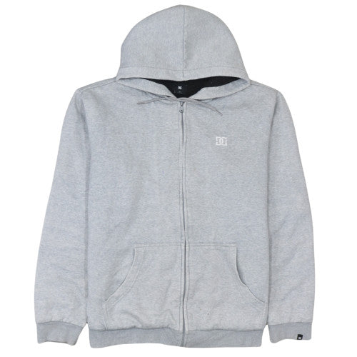 DC Men’s Grey Full Zip Hoodie Size L Regular Fit Skate Logo Fleece