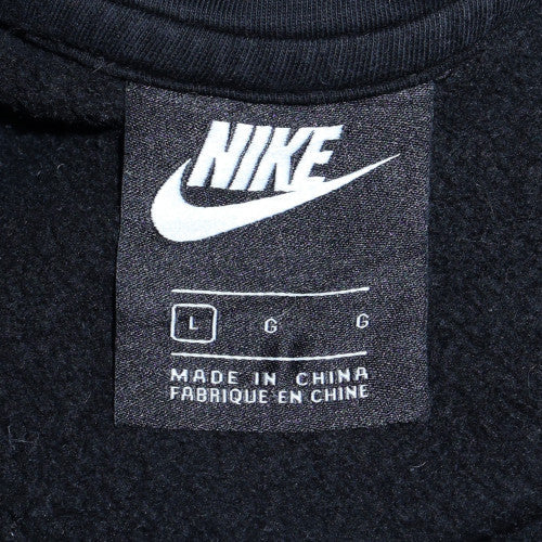 Nike Men's Black Pullover Hoodie L Cotton Fleece Logo Sportswear
