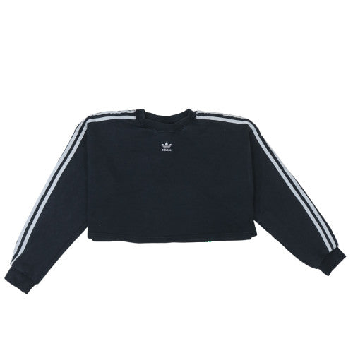 Adidas Women's Black Cropped Sweatshirt Size 4 Crew Neck Logo Style