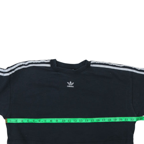 Adidas Women's Black Cropped Sweatshirt Size 4 Crew Neck Logo Style
